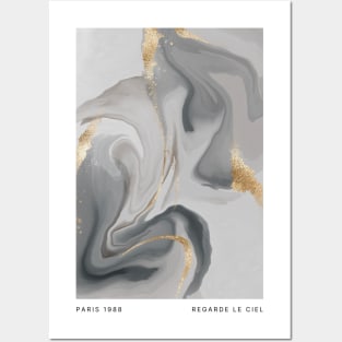 Abstract art marble grey and gold - Paris 1988 Regarde le ciel - Look at the sky Posters and Art
